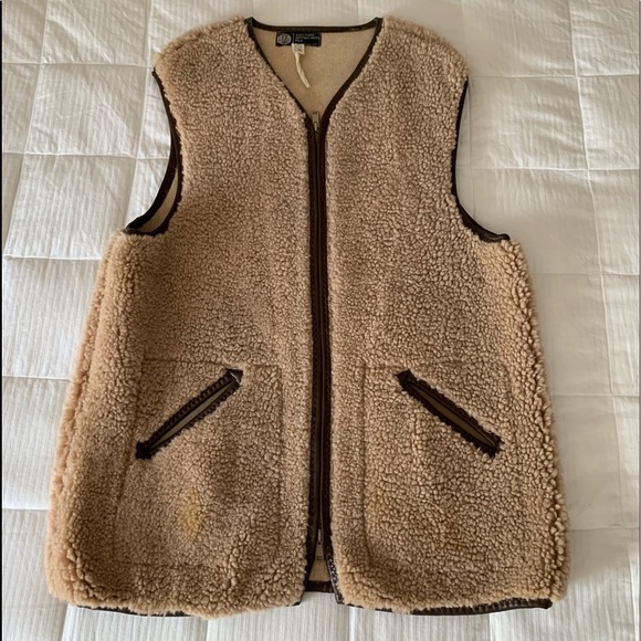 Other - MENS/WOMENS— VINTAGE WOOL VEST/JACKET w/ Zip-Taupe/Tan - XL/XXL